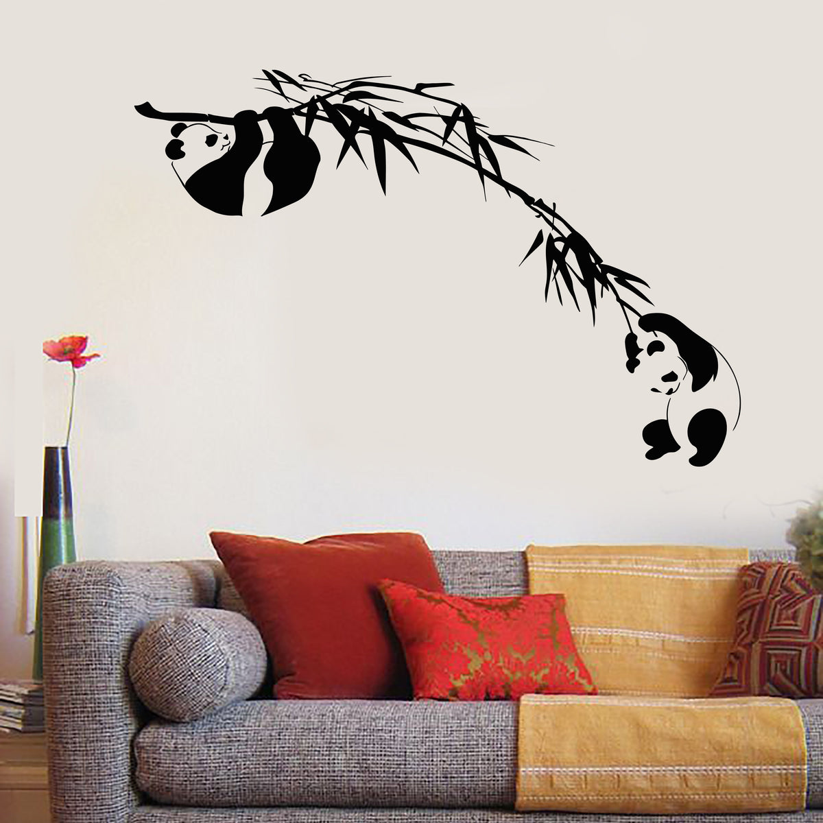 Vinyl Wall Decal Branch Bamboo Tree Panda Asian Animal Stickers Unique ...