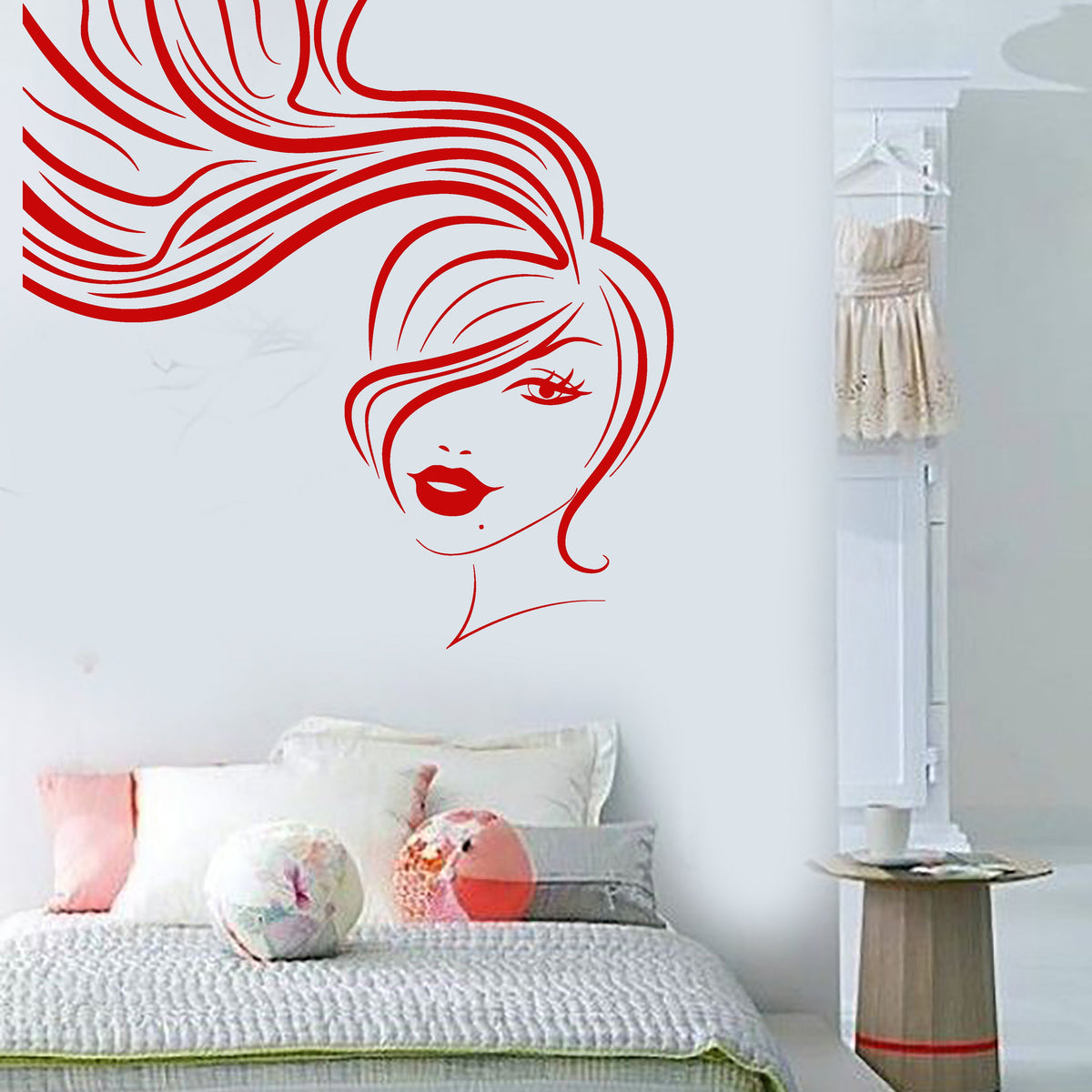 Vinyl Wall Decal Funny Beautiful Girl Head Hairdresser Hairstyle Stick ...