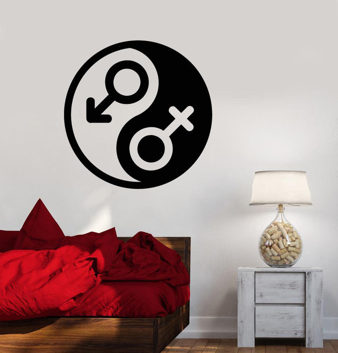 Vinyl Wall Decal Gender Symbol Yin Yang Symbol Bedroom Decor Stickers 2384ig