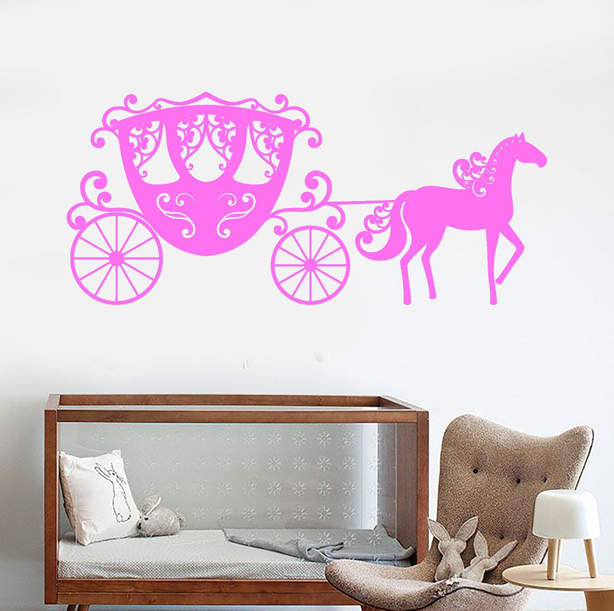 Vinyl Wall Decal Carriage Girl Room Fairy Tale Nursery Stickers Unique