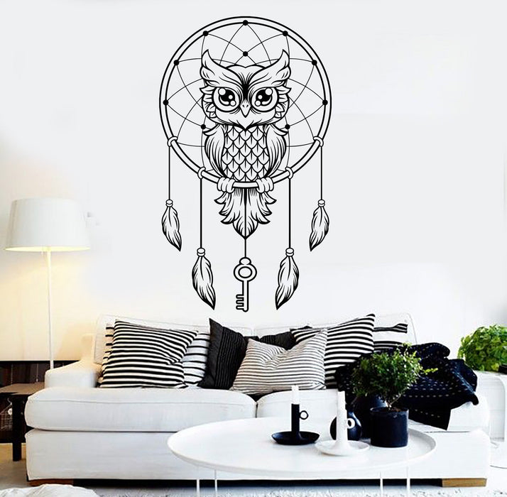 Vinyl Wall Decal Dreamcatcher Owl Dreams Bedroom Art Stickers Unique Gift Ig3725