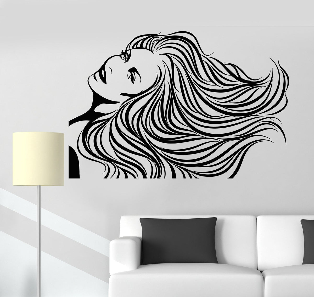 Vinyl Wall Decal Beauty Salon  Long Hair Woman Spa 