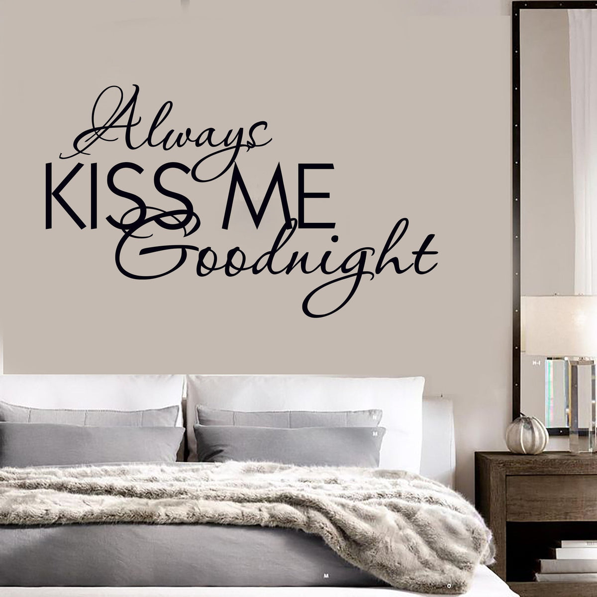 Vinyl Decal Quote Bedrooms Always Kiss Me Goodnight Wall Stickers Uniq — Wallstickers4you 