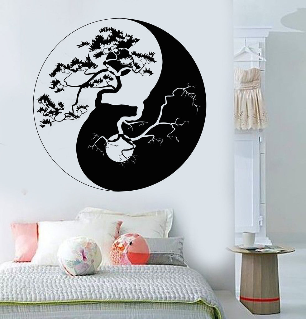 Vinyl Wall Decal Yin Yang Tree Zen Asian Style Stickers Mural Unique G