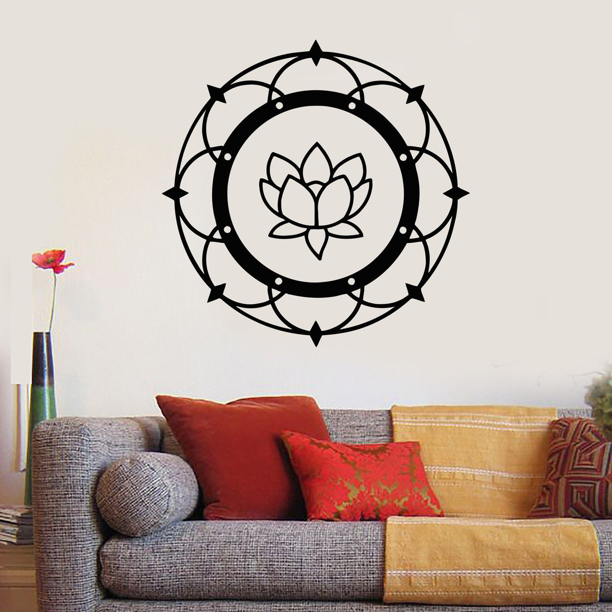 Vinyl Wall Decal Lotus Mandala Yoga Buddhism Meditation Room Stickers — Wallstickers4you