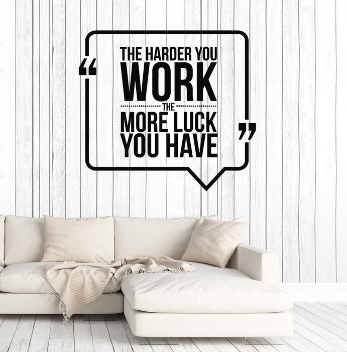 Vinyl Wall Decal Motivational Quote Hard Work Office Decorating Art St ...