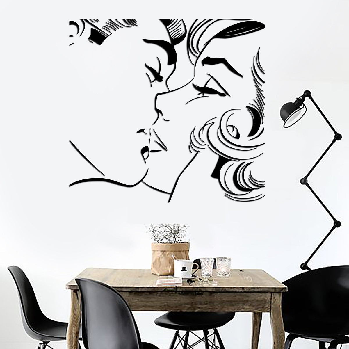 Wall Sticker Kiss Kissing Couple Romantic Love Decor For Pop Art Bedro — Wallstickers4you 
