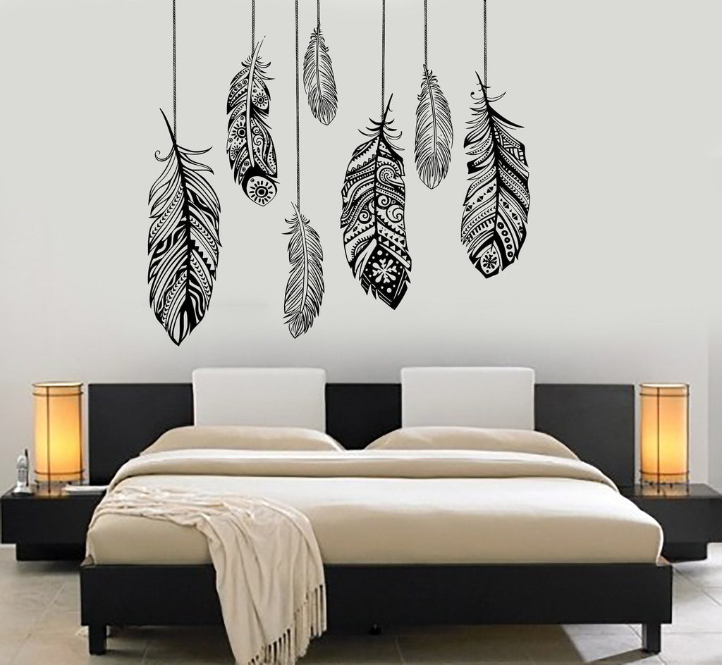 Wall Vinyl Decal Feather Romantic Bedroom Dreamcatcher ...