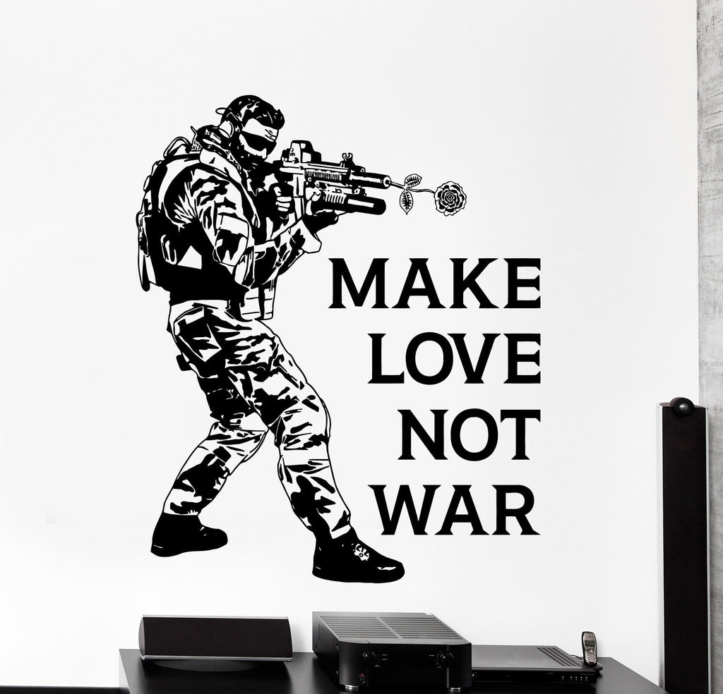 Wall Vinyl Decal Military Funny Quote Make Love Not War Hippie Home Decor z4221