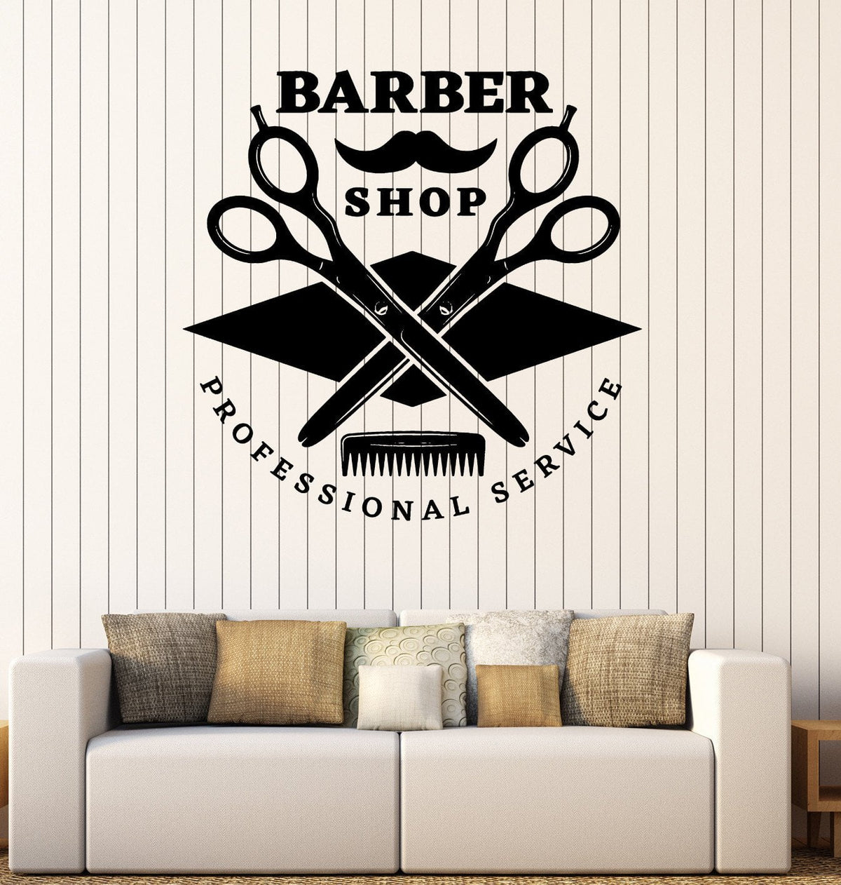 Wall Vinyl Decal Barber Shop Professional Service Hair Stickers Decor — Wallstickers4you 5120