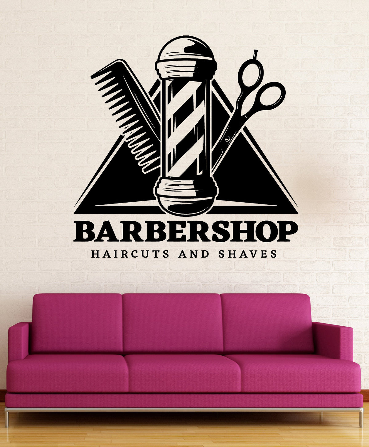 Wall Vinyl Decal Barbershop Professional Service Haircuts And Shave De — Wallstickers4you 