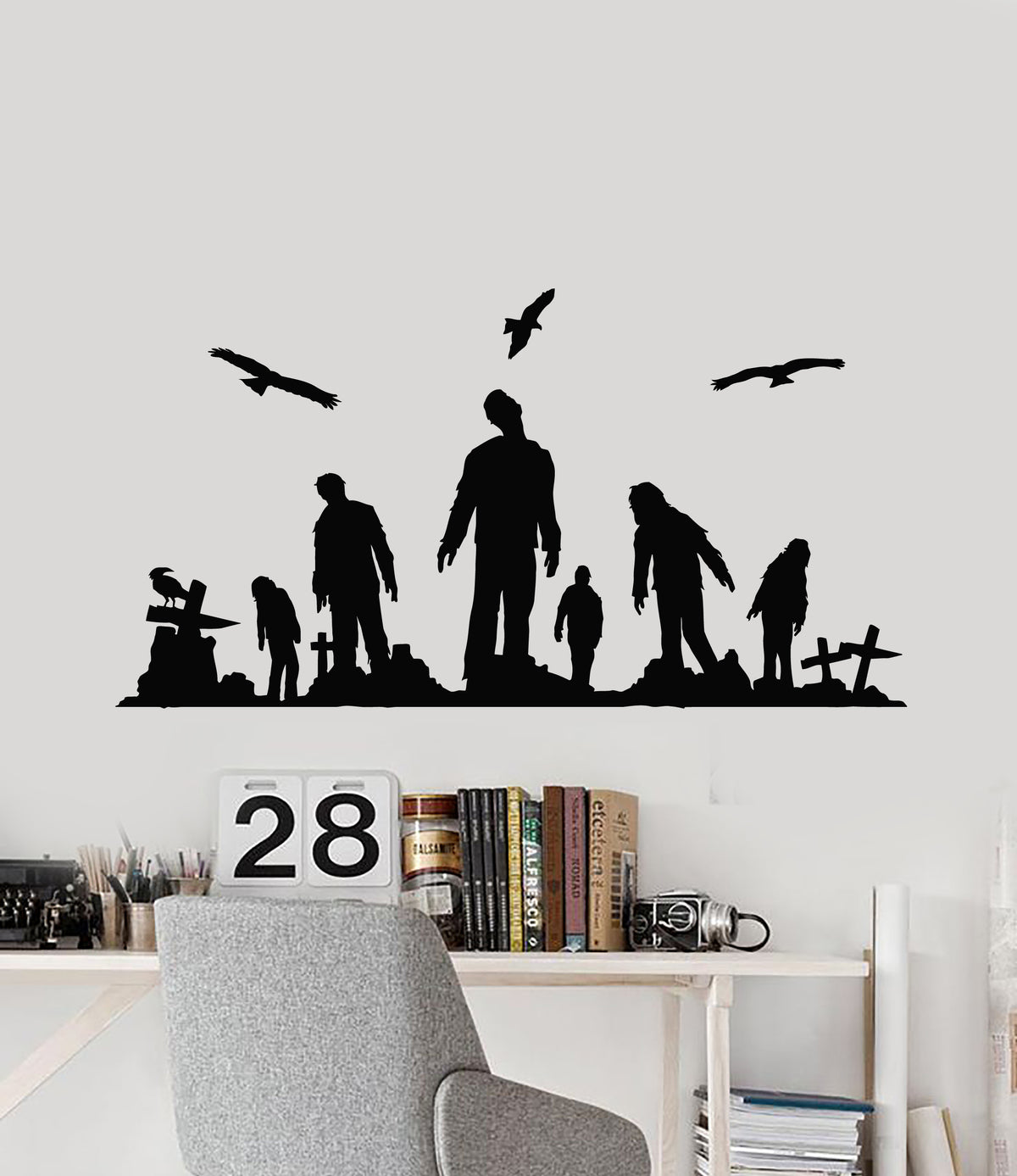 Vinyl Wall Decal Zombie Cemetery Crosses Grave Corpse Death Horror Sti Wallstickers4you