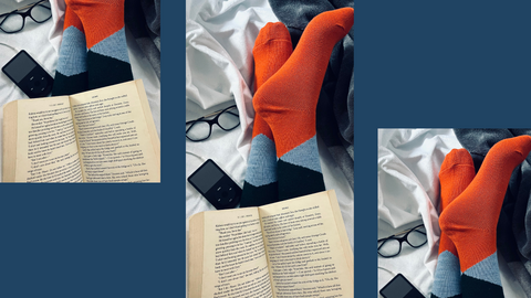 Colour Blend Socks For Women with remote specs and books