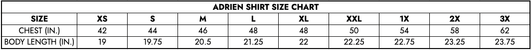 Adrien Shirt Size Chat