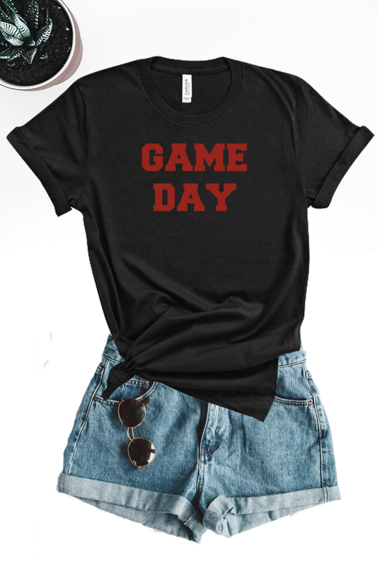 Game Day Varsity Graphic Tee - Black - Amor Black Boutique