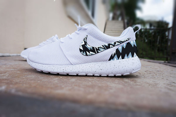 custom shoes painted hand Custom White Run grey Roshe Nike black and with shoes,