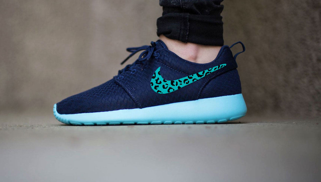 Nike Roshe Custom Cheetah design, Womens Midnight Navy blue custom nik ...