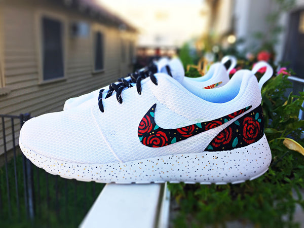 Custom Nike Roshe Run Rose design, floral custom roshe, Rose Gold desi ...