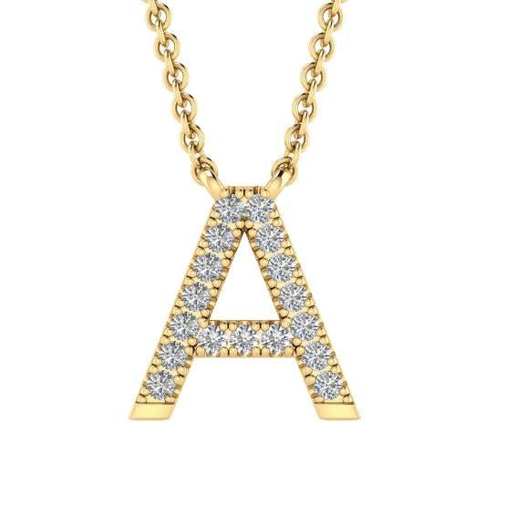 Diamond Initial ‘A’ Necklace in Yellow Gold - Aurum Jewels