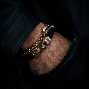 Leather Bracelet with Small 10K Gold Dragon Clasp – King Baby