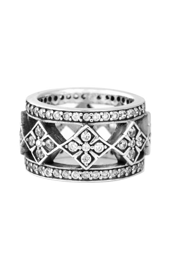 Wide Band Ring with MB Cross and CZ