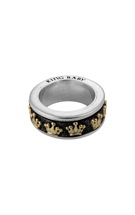 Silver Spinner Ring with 18K Gold Crowns