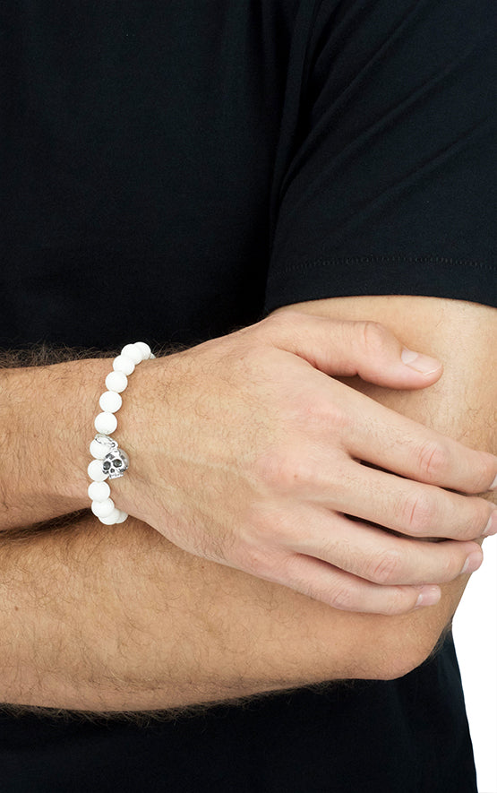 White Coral Bracelet w/Hamlet Skull