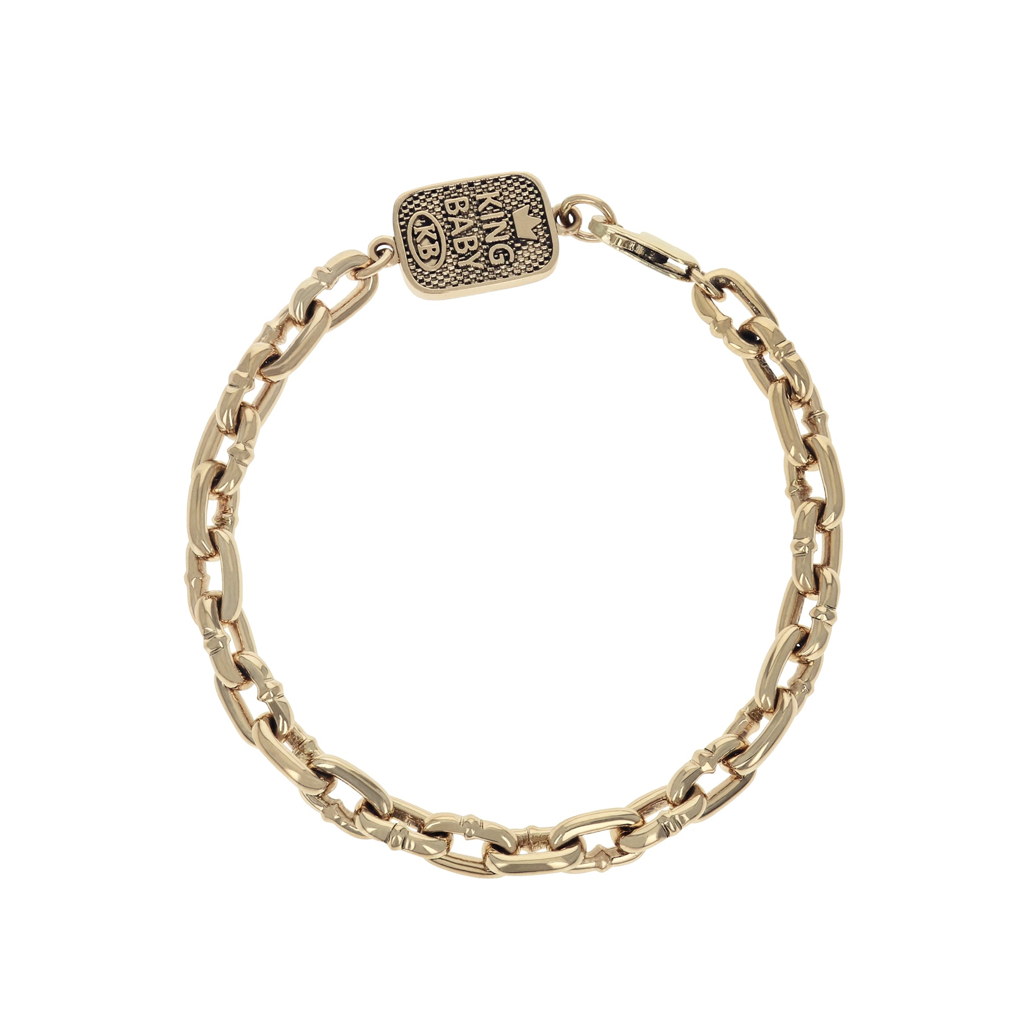 Grand Initial Paper Clip Bracelet – Baby Gold
