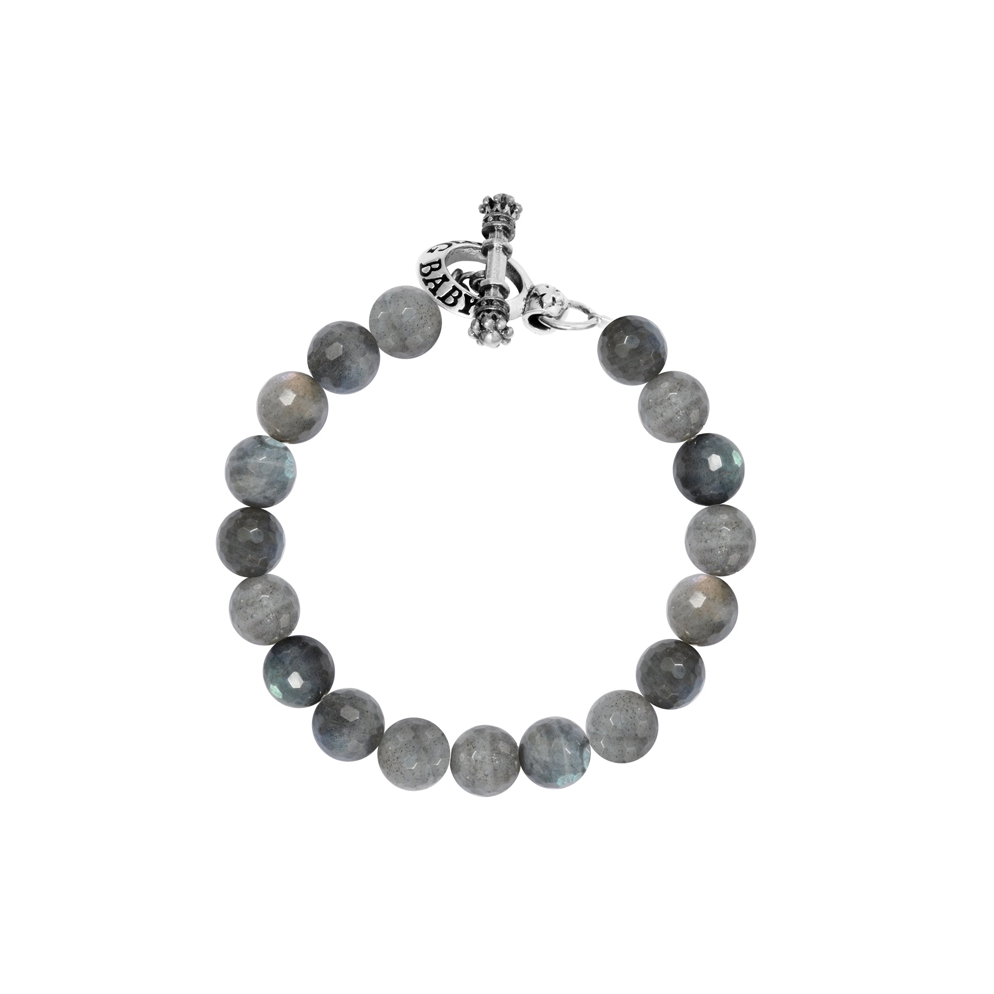 10mm Labradorite Bracelet w/Toggle Clasp | M / Grey - King Baby Studio