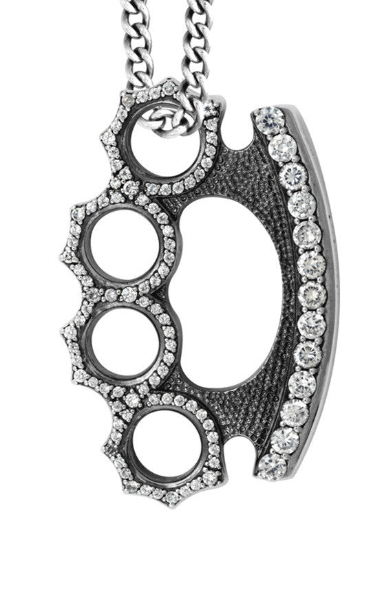 Large Brass Knuckle Pendant w/Pave CZ