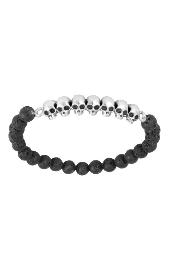 Lava Stone Bead Bracelet with Silver Spacer Beads on a Wax Cord – Jan Leslie