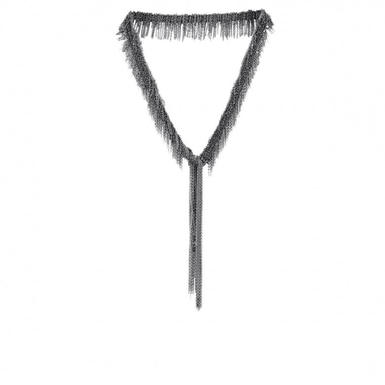 Lariat Collar Fringe Necklace  Black Ruthenium – Ige Design