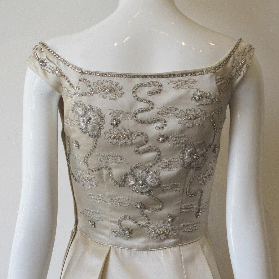 Helena Barbieri Vintage Duchess Silk Beaded Sheath Gown – Ige Design