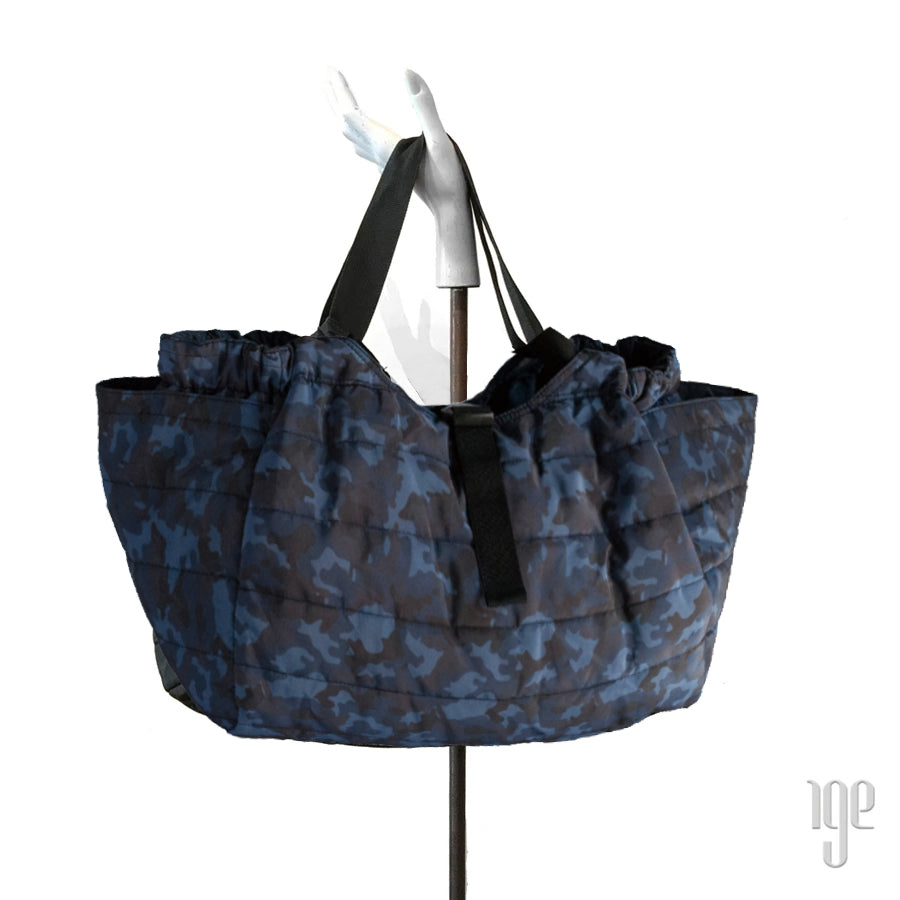 Quilted Carry All Tote  Camo Blue • Black – Ige Design