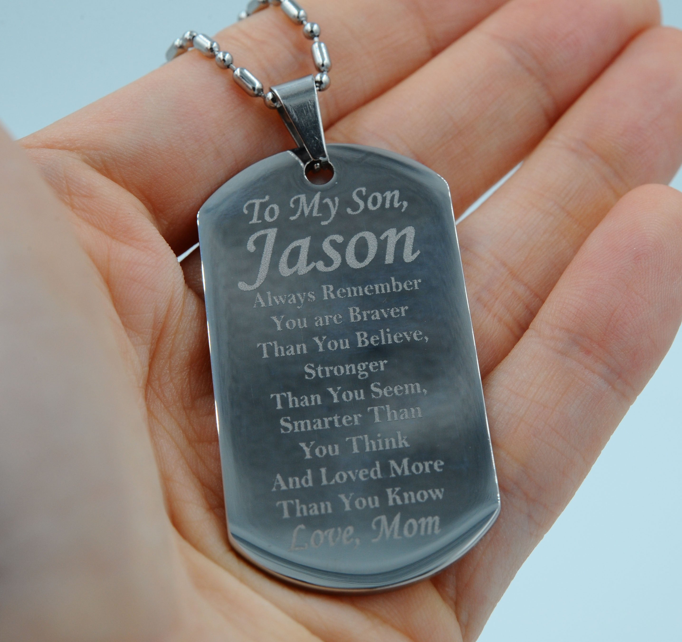 from mom to son dog tag necklace