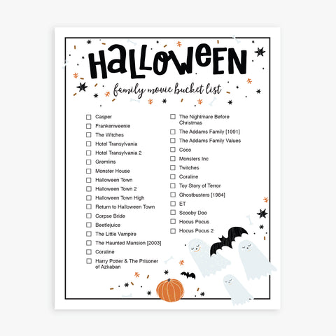 Halloween Family Bucket List by Little Lovelies Studio