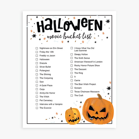 Scary Halloween Movie Bucket List by Little Lovelies Studio