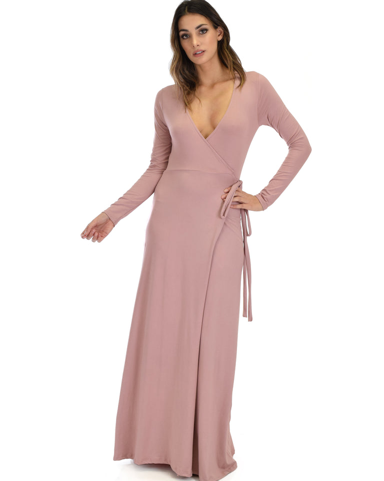 long sleeve mauve maxi dress