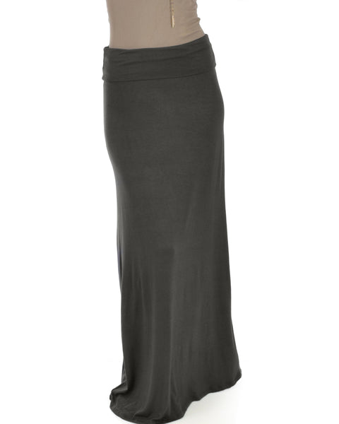 Lyss Loo Casablanca Fold Over Charcoal Maxi Skirt