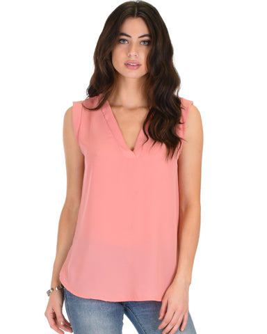 Queen of Hearts Deep V-Neck Sheer Pink Blouse Top – Lyss Loo