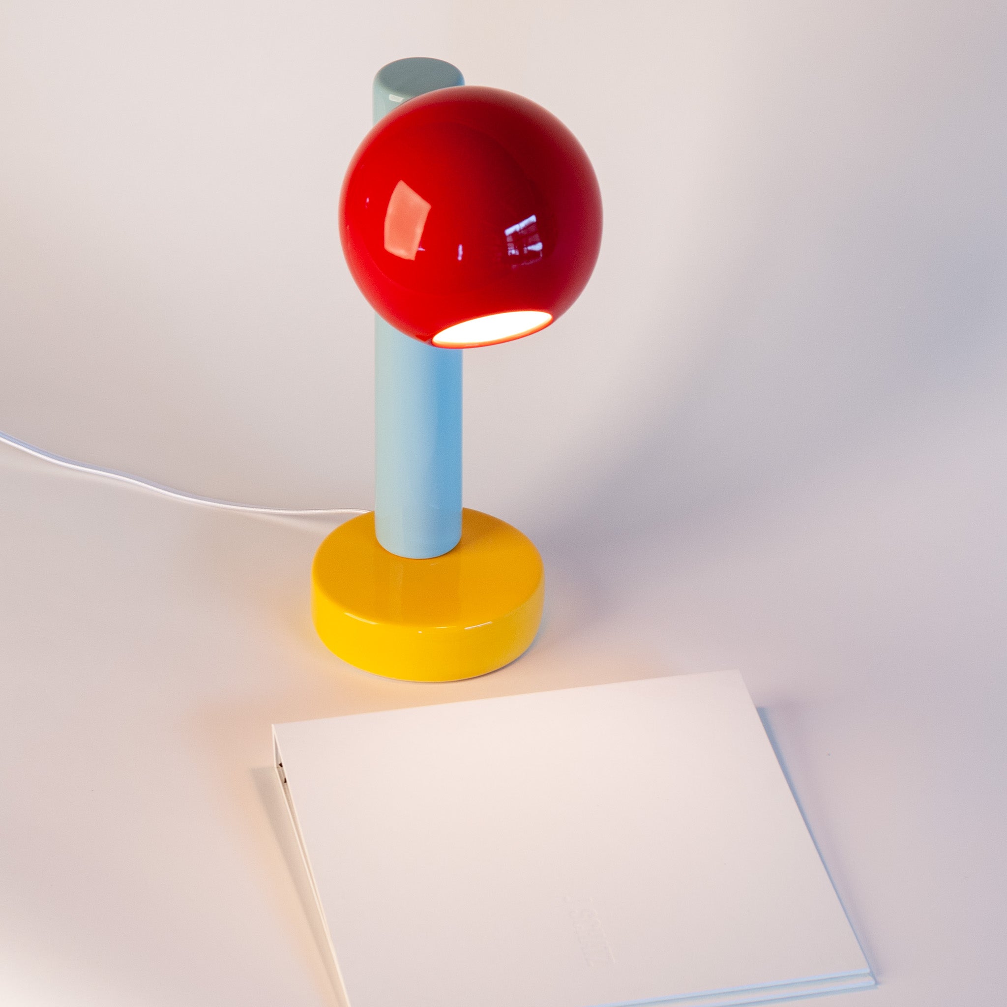 Spot On Desk Lamp in Sumac Red, Light Aqua, Goldenrod Yellow