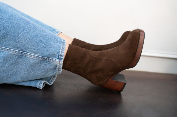 bottines plateforme cuir daim marron jules & jenn