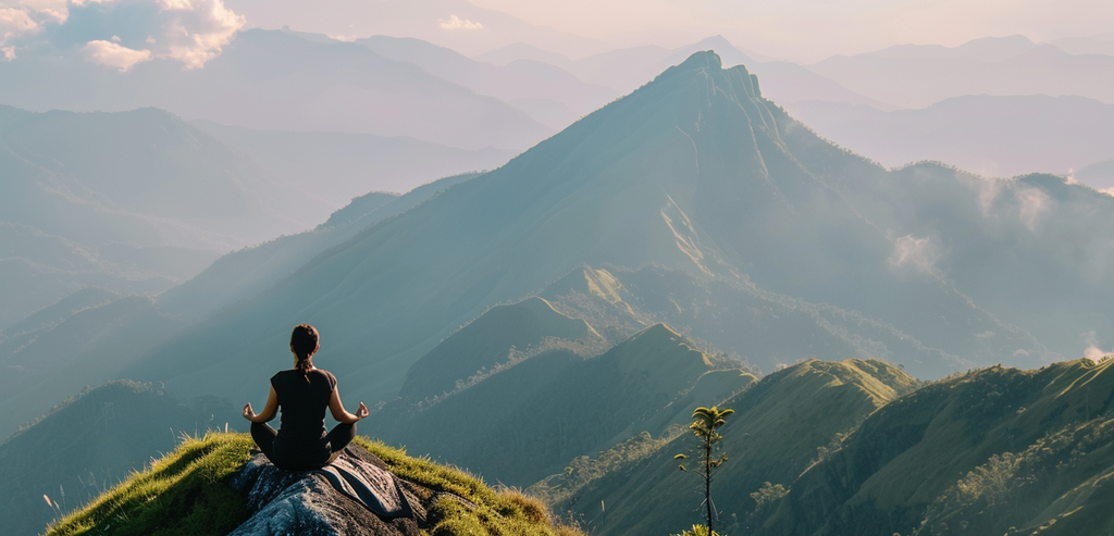 Happy Lady on a mountain with hormone balance