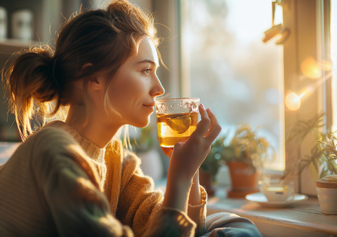 Lady drinking herbal Tea