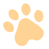 Illustration of a light orange paw print with a white outline.