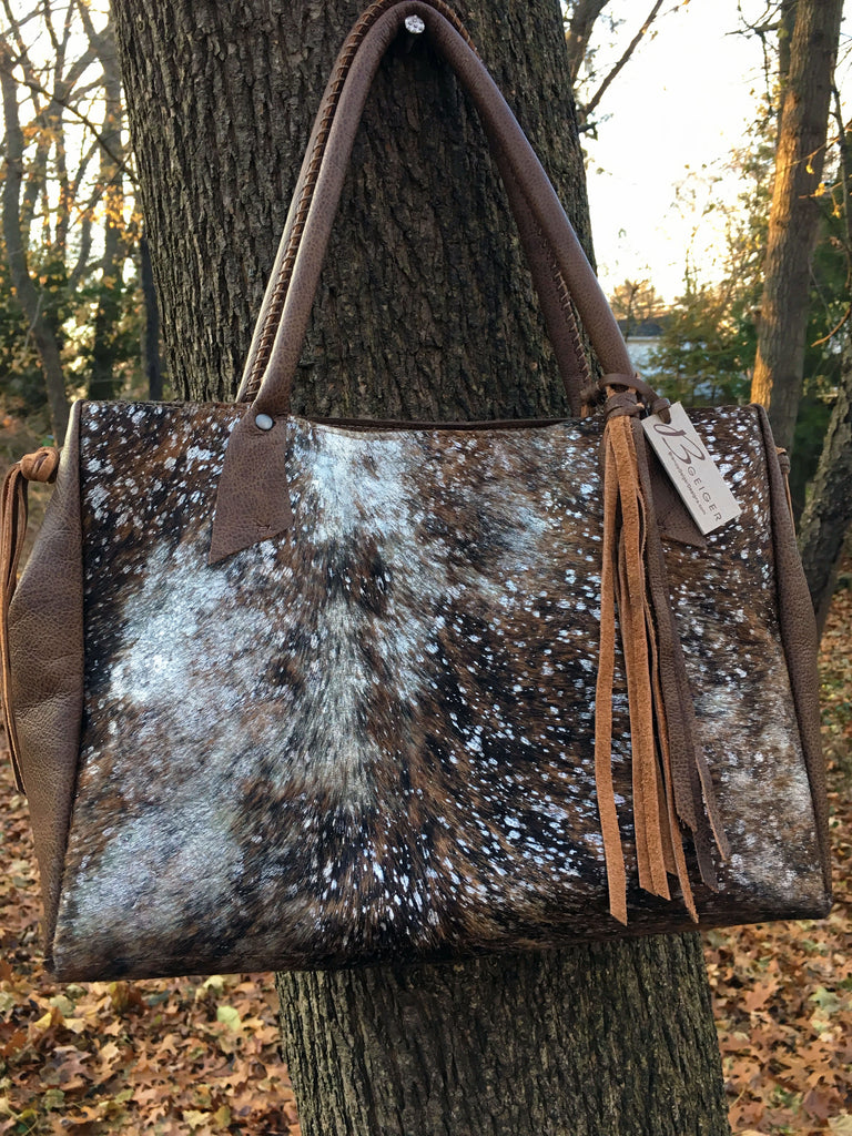 Brown Metallic Acid Washed Cowhide Tote Brenda Geiger Designs