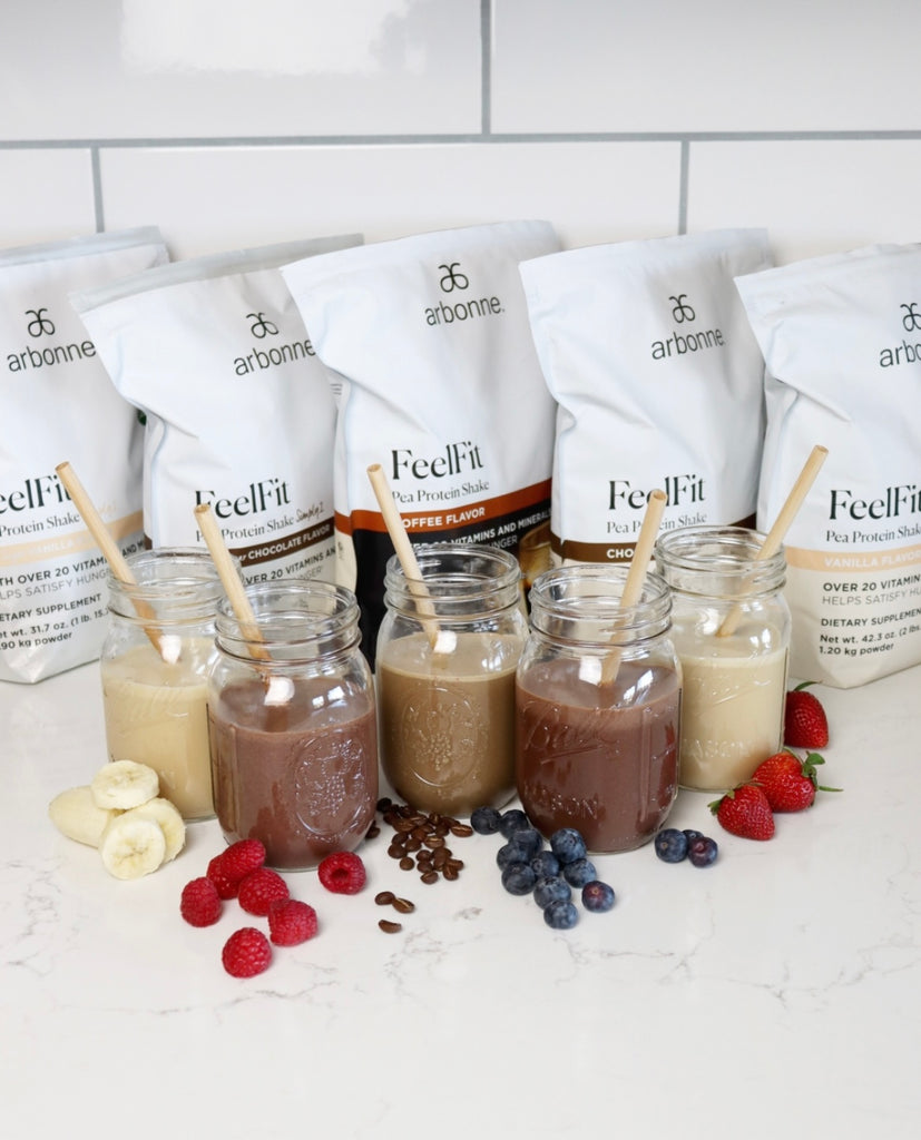 Arbonne FeelFit Protein In All The Flavours Vanilla Chocolate Coffee And Strawberry