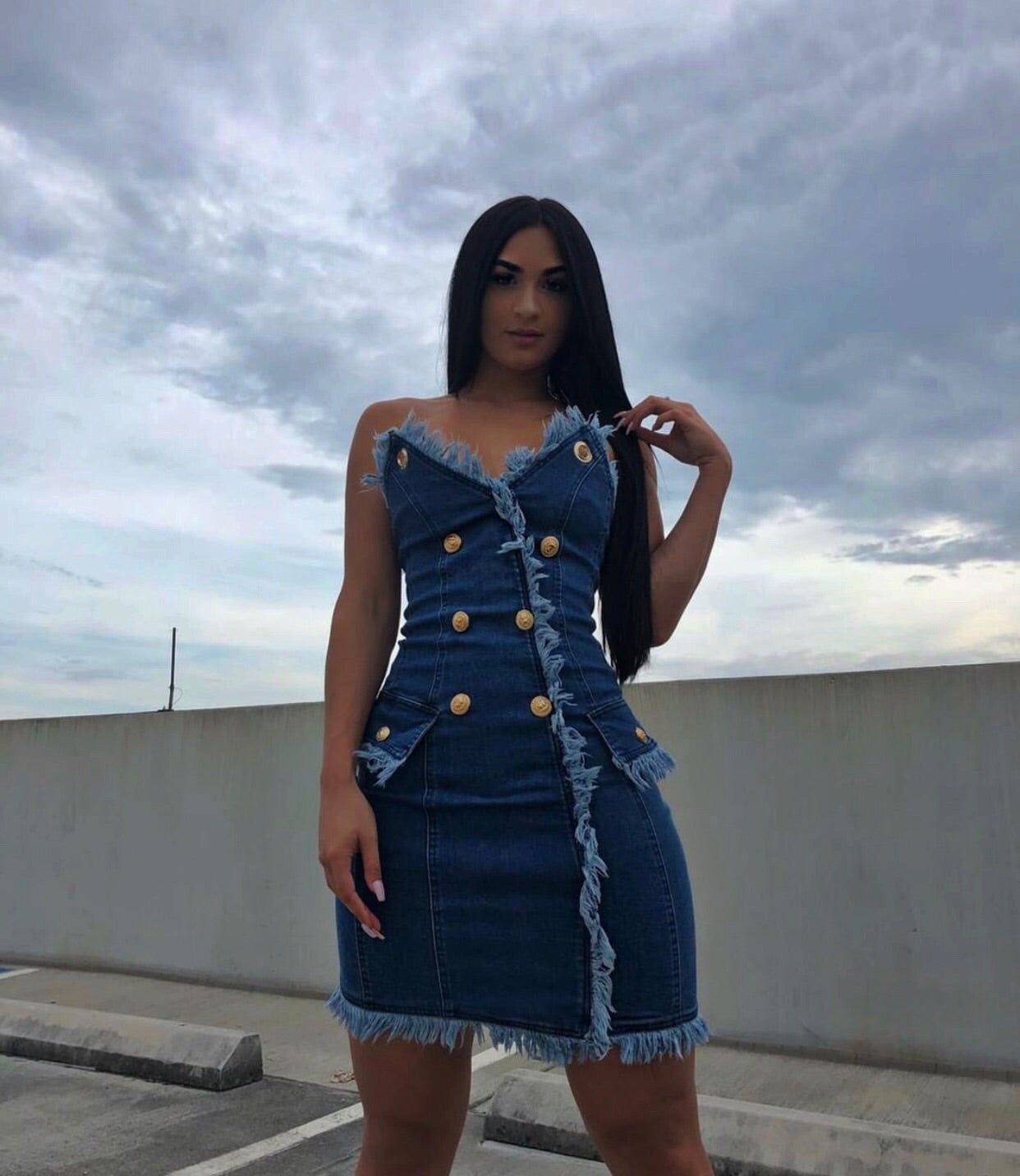 denim chain dress