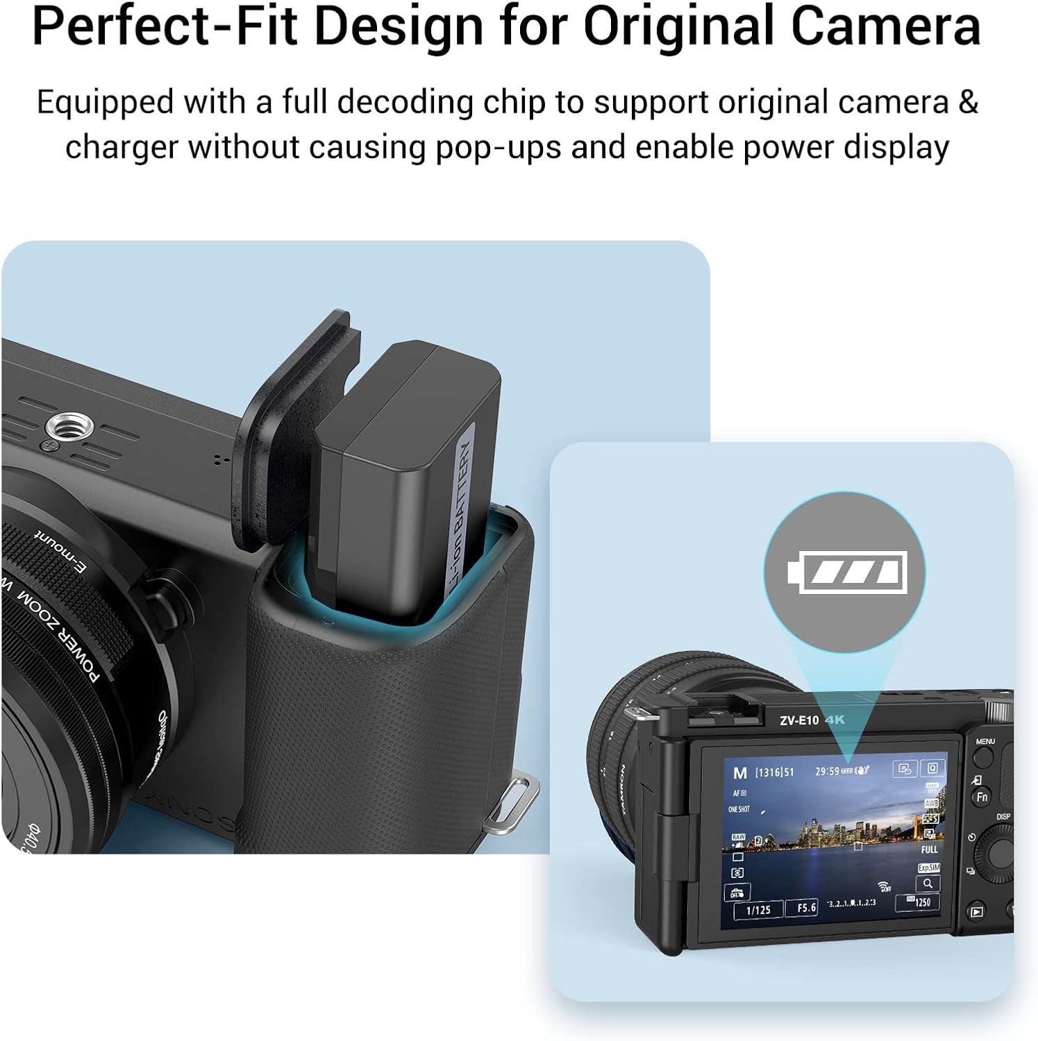 The SmallRig Camera Battery Charger Set for Sony NP-FW50 for Sony ZV-E10/A6400/A6500 available from Rouge Technologies