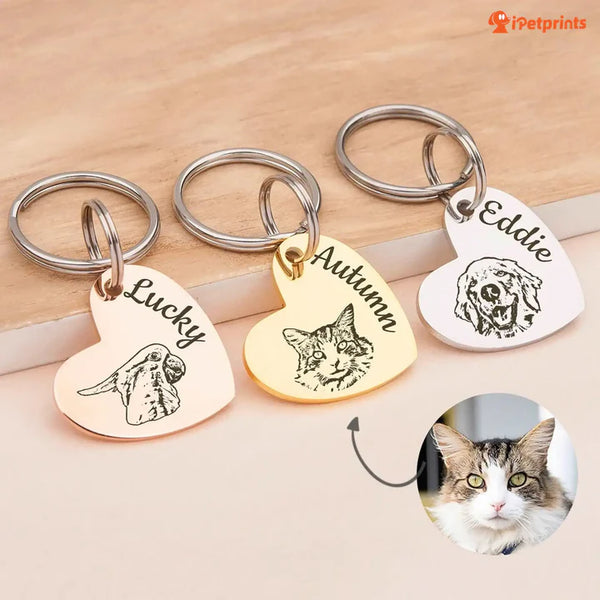 Personalized Pet Keychain Heart Pendant